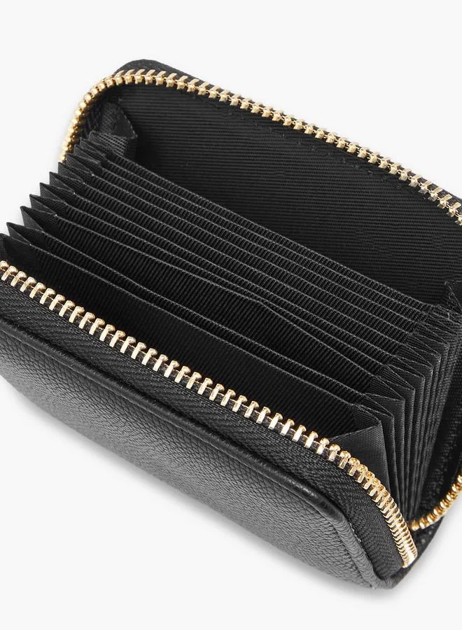 Flora Bella By Shoexpress BLACK Textured Wallet With Zip Closure for Women | Best Price UAE